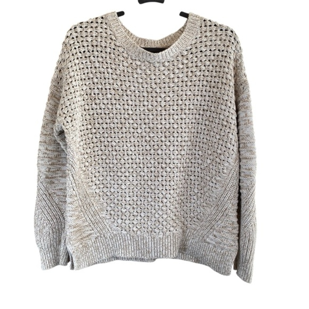 GAP‎ Fisherman Knit Oatmeal Crochet Textured Sweater XL